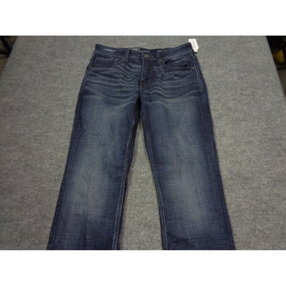 BKE Jean Men 32x34 Blue Jake Straight Buckle Denim Stretch Thick Stitch Werstern - Picture 3 of 13